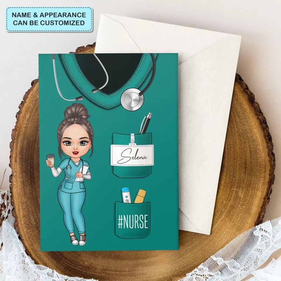 Pretty Doll Nurse Life - Personalized Custom Greeting Card - Nurse's Day, Appreciation Gift For Nurse