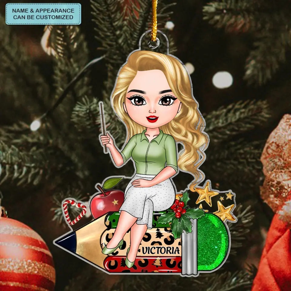 Teacher Christmas - Personalized Custom Mica Ornament - Christmas Gift For Teacher CLA0PD006