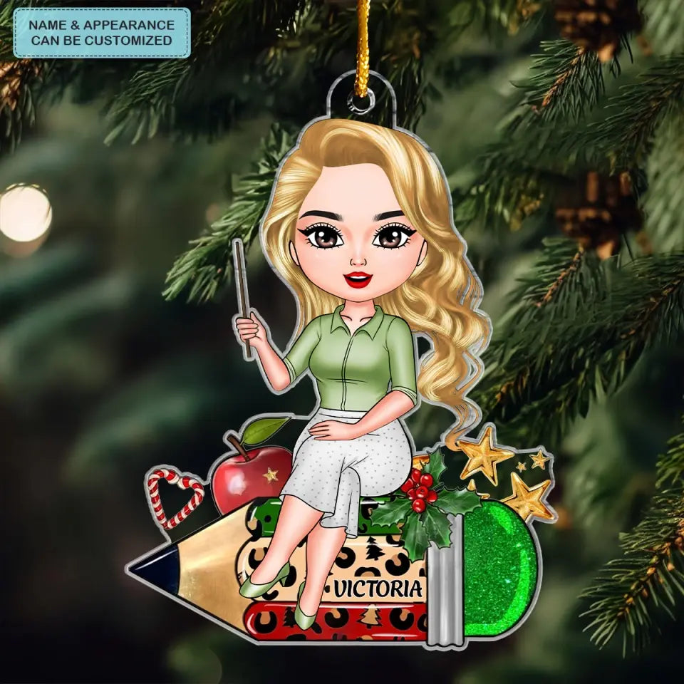 Teacher Christmas - Personalized Custom Mica Ornament - Christmas Gift For Teacher CLA0PD006