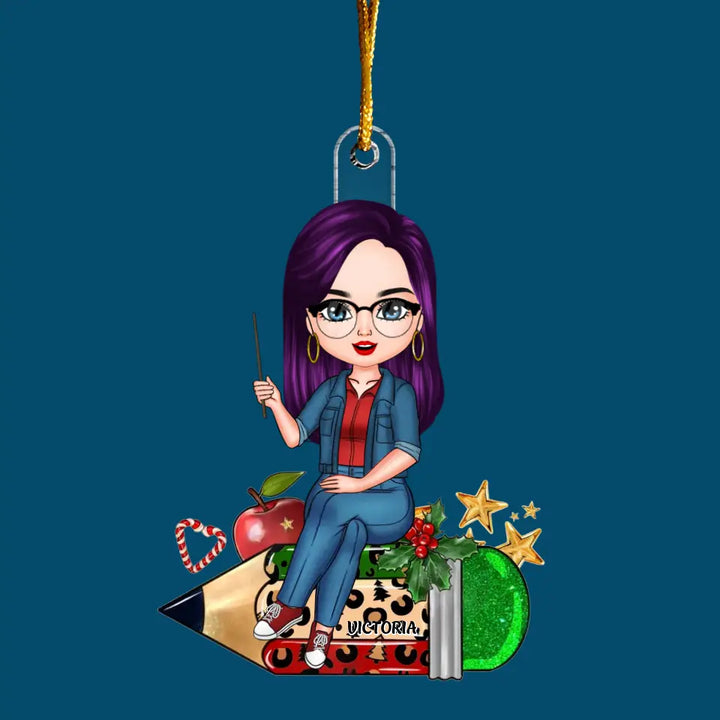 Teacher Christmas - Personalized Custom Mica Ornament - Christmas Gift For Teacher CLA0PD006