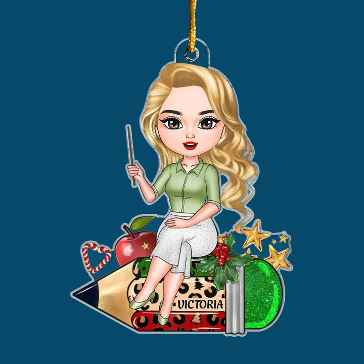 Teacher Christmas - Personalized Custom Mica Ornament - Christmas Gift For Teacher CLA0PD006