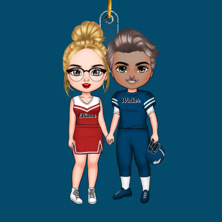 American Football Couple - Personalized Custom Mica Ornament - Christmas Gift For Couple CLA0HD007