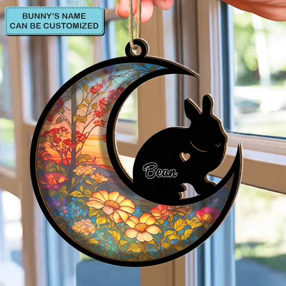 Forever Loved - Personalized Custom Suncatcher Layer Mix Ornament - Memorial Bunny Ornament