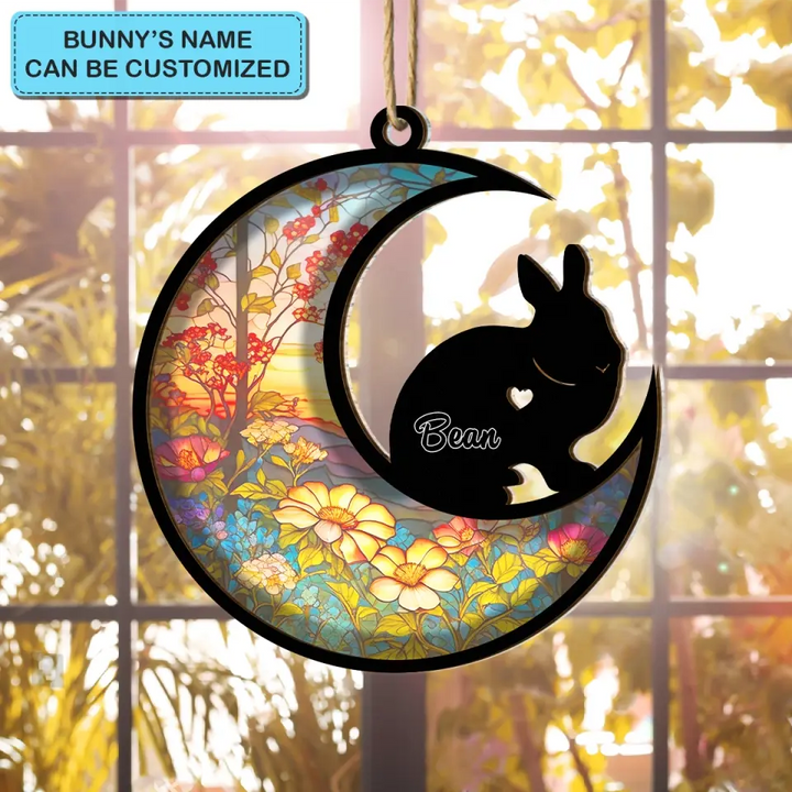 Forever Loved - Personalized Custom Suncatcher Layer Mix Ornament - Memorial Bunny Ornament