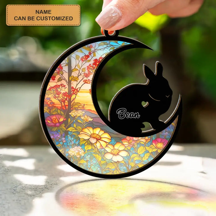 Forever Loved - Personalized Custom Suncatcher Layer Mix Ornament - Memorial Bunny Ornament
