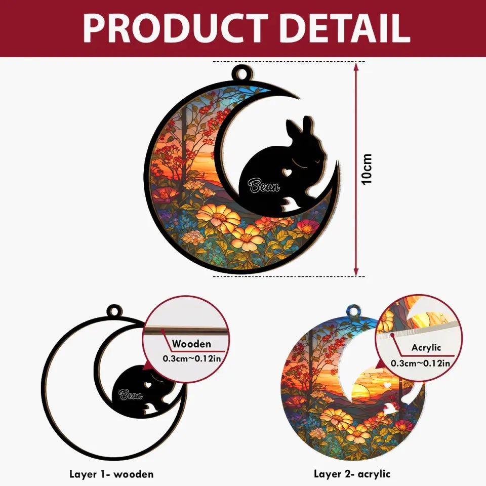 Forever Loved - Personalized Custom Suncatcher Layer Mix Ornament - Memorial Bunny Ornament