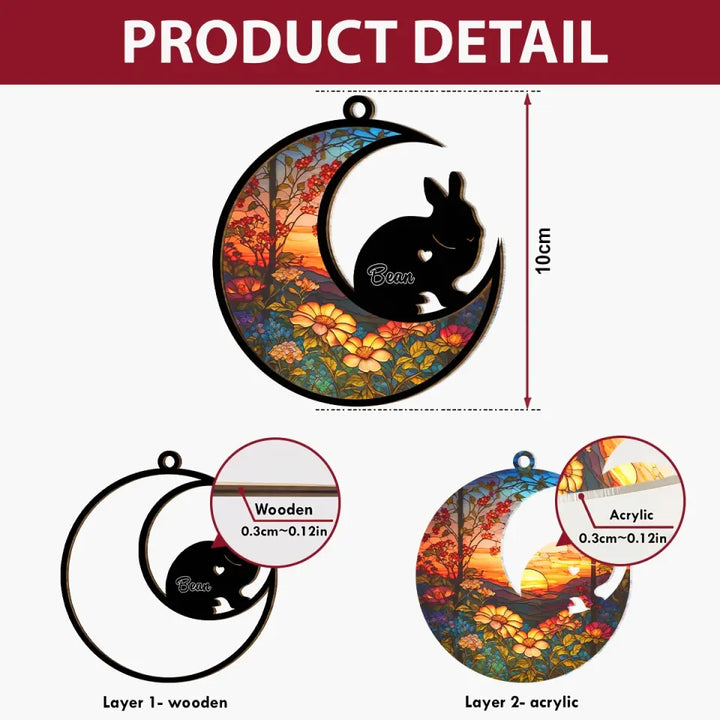 Forever Loved - Personalized Custom Suncatcher Layer Mix Ornament - Memorial Bunny Ornament