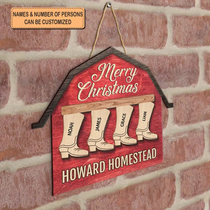 Cowboy Boots Family - Personalized Custom Door Sign - Christmas Gift For Family, Family Members