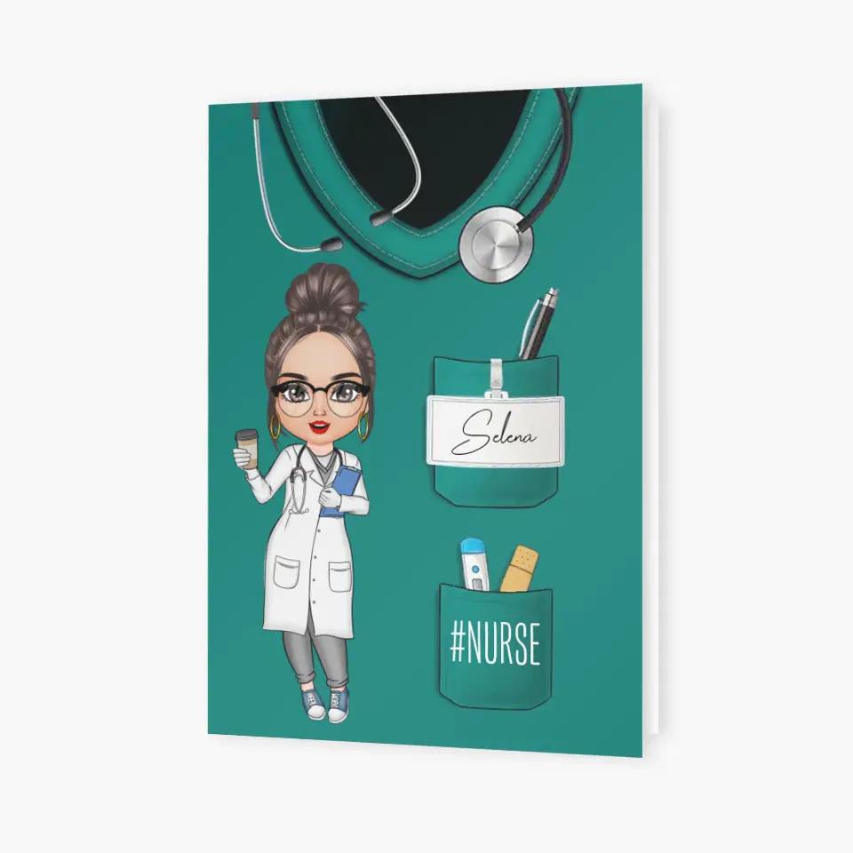 Pretty Doll Nurse Life - Personalized Custom Greeting Card - Nurse's Day, Appreciation Gift For Nurse