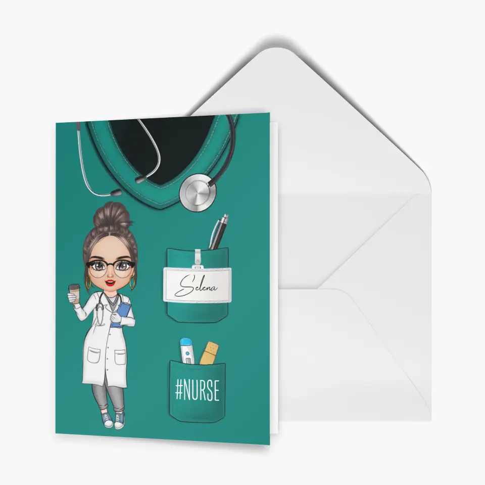 Pretty Doll Nurse Life - Personalized Custom Greeting Card - Nurse's Day, Appreciation Gift For Nurse
