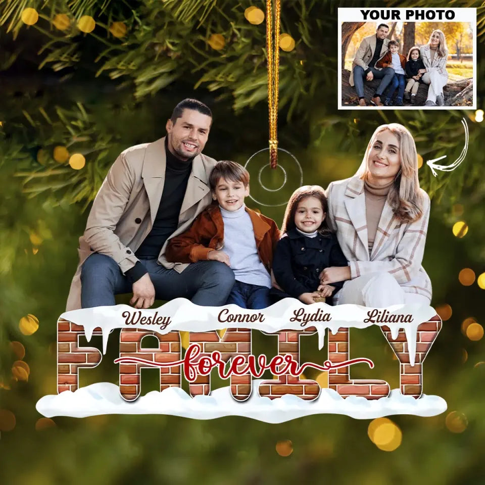 Family Forever - Personalized Custom Photo Mica Ornament - Christmas Gift For Family Members AGCDM020