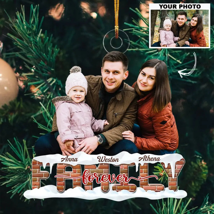 Family Forever - Personalized Custom Photo Mica Ornament - Christmas Gift For Family Members AGCDM020