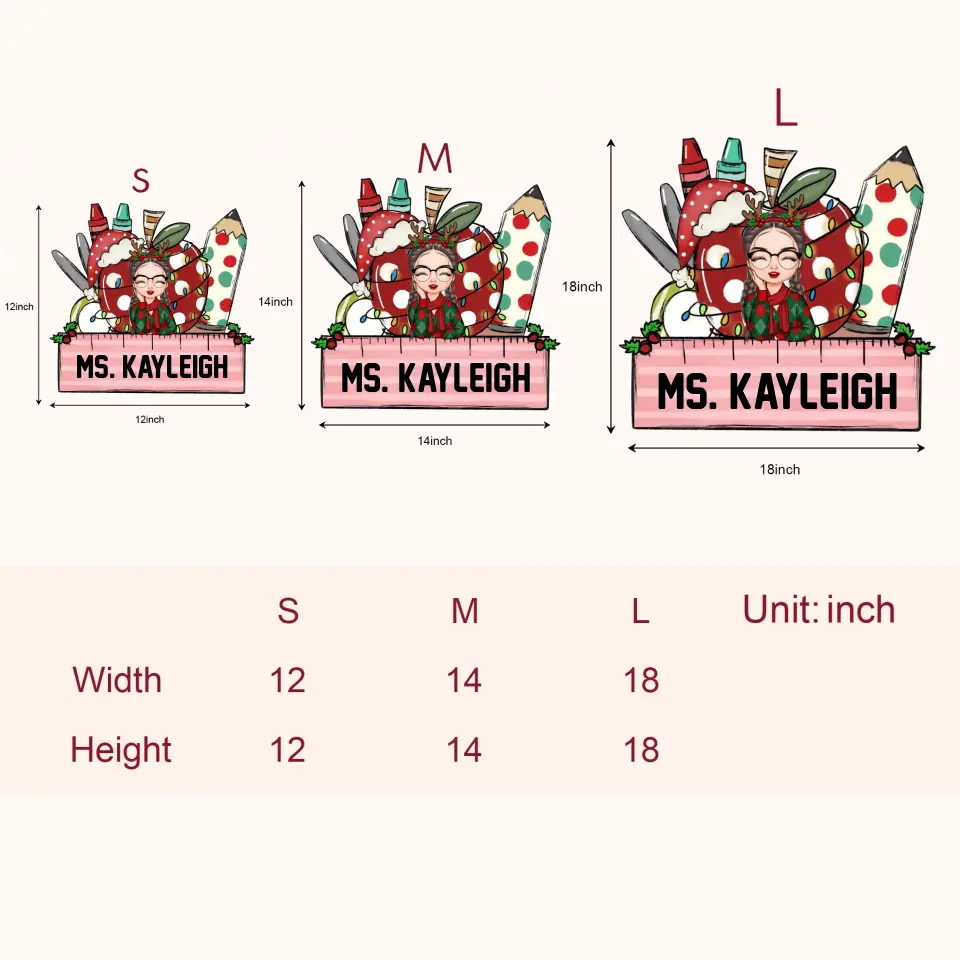 Best Teacher Ever Christmas - Personalized Custom Door Sign - Teacher's Day, Appreciation Gift , Christmas Gift For Teacher