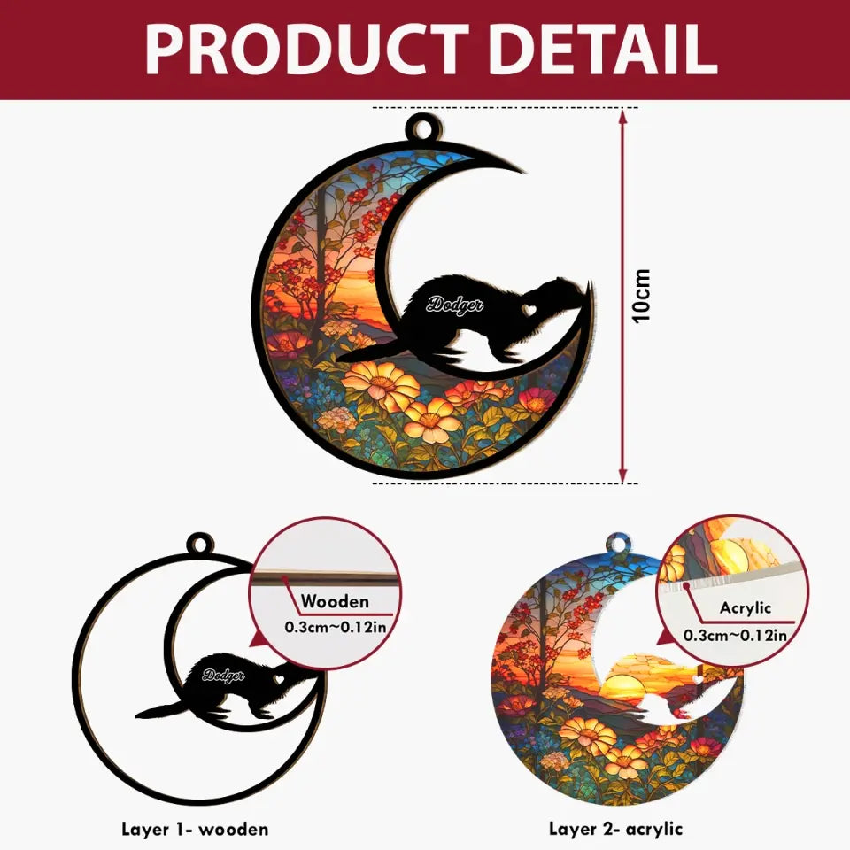 Forever In My Heart - Personalized Custom Suncatcher Layer Mix Ornament - Christmas Gift For Ferret Lovers