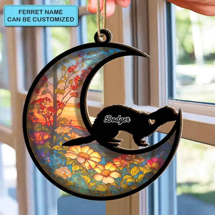 Forever In My Heart - Personalized Custom Suncatcher Layer Mix Ornament - Christmas Gift For Ferret Lovers