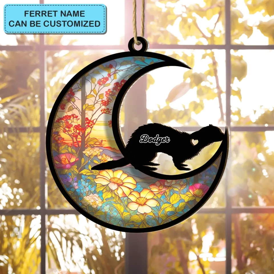 Forever In My Heart - Personalized Custom Suncatcher Layer Mix Ornament - Christmas Gift For Ferret Lovers