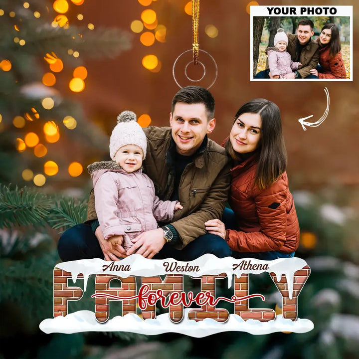 Family Forever - Personalized Custom Photo Mica Ornament - Christmas Gift For Family Members AGCDM020