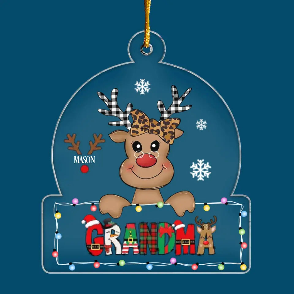 Grandma Reindeer - Personalized Custom Mica Ornament - Christmas Gift For Grandma, Mom, Family Members