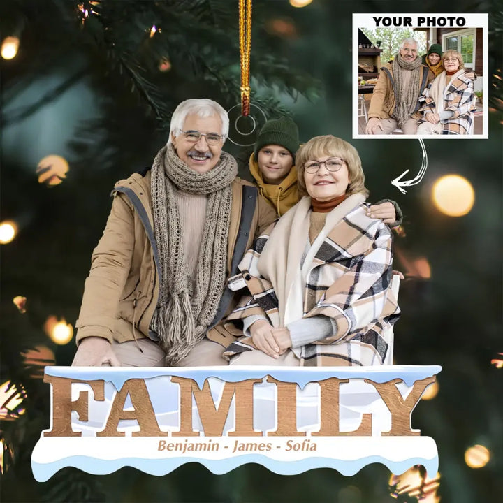 Family Custom Photo - Personalized Custom Photo Mica Ornament - Christmas Gift For Family, Family Members AGCDM023
