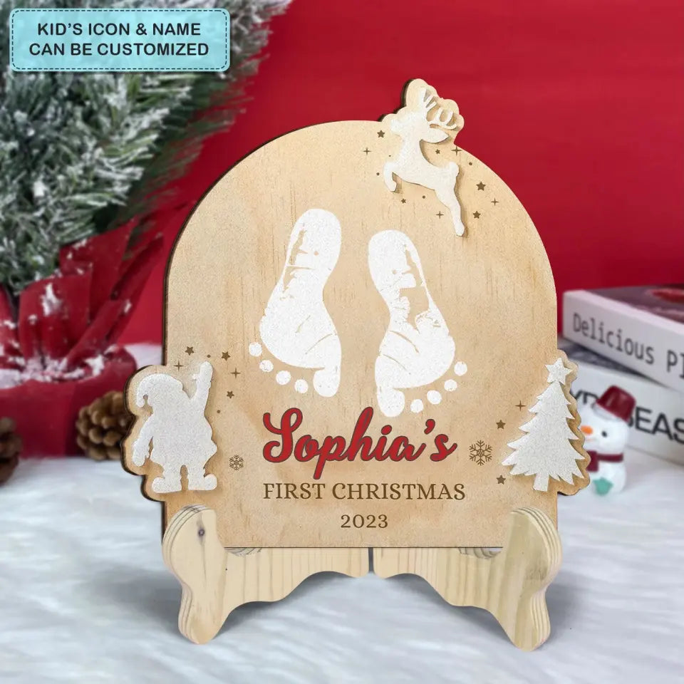 Babys 1st Christmas - Personalized Custom 1 Layer Wooden Sign - Christmas Gift For Family, Family Members
