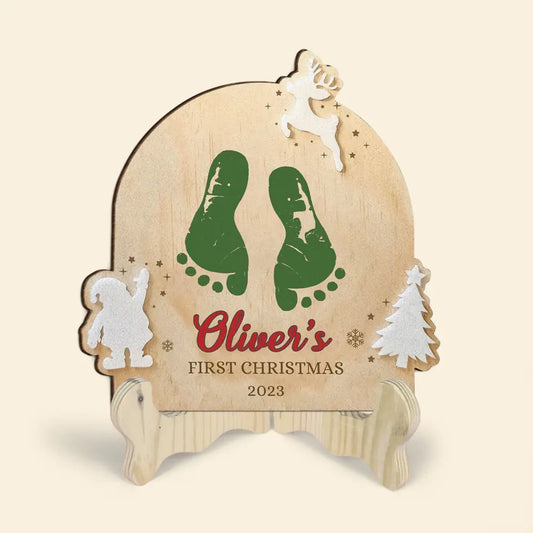 Babys 1st Christmas - Personalized Custom 1 Layer Wooden Sign - Christmas Gift For Family, Family Members