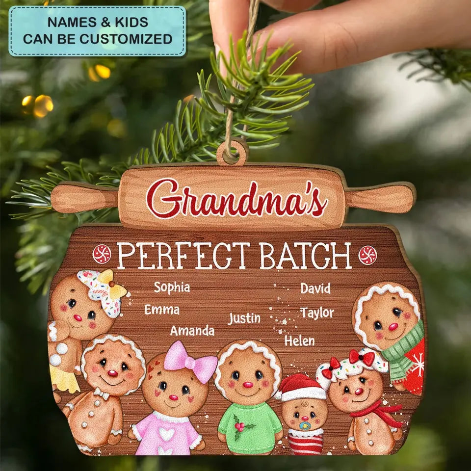Grandma's Perfect Batch - Personalized Custom Wood Ornament - Christmas Gift For Grandma, Mom, Family Members