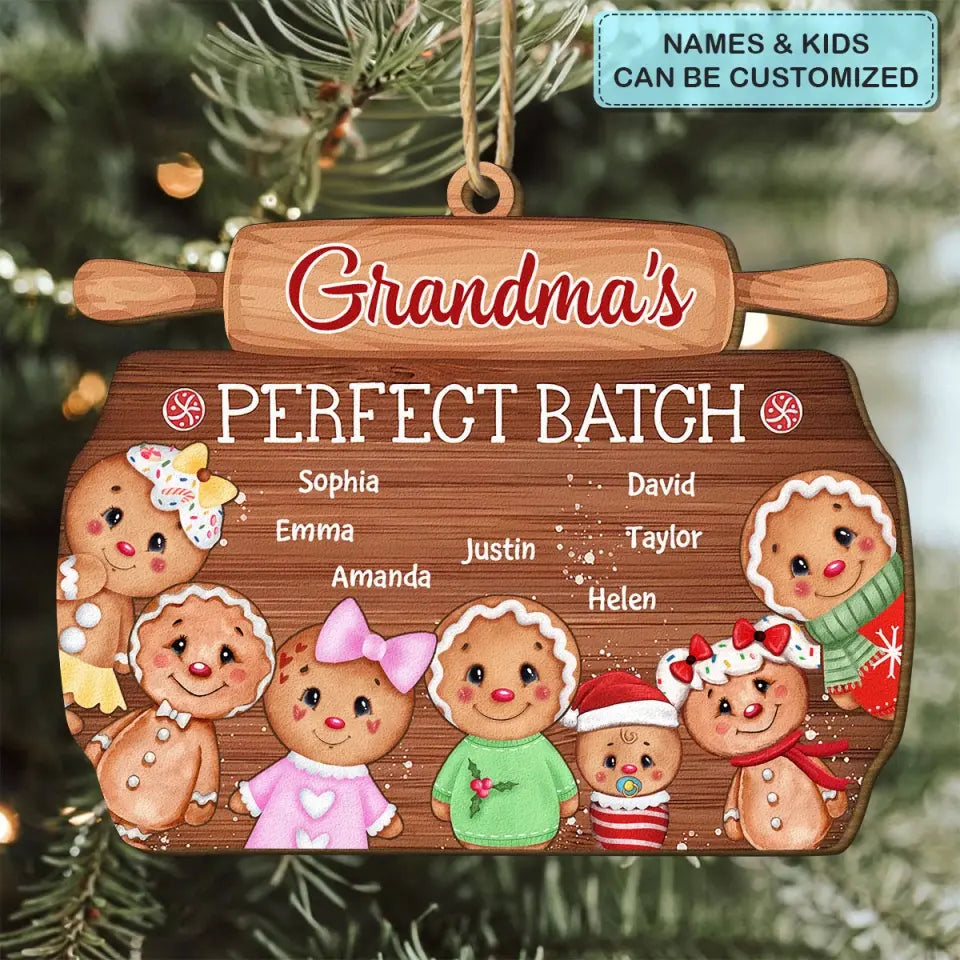 Grandma's Perfect Batch - Personalized Custom Wood Ornament - Christmas Gift For Grandma, Mom, Family Members