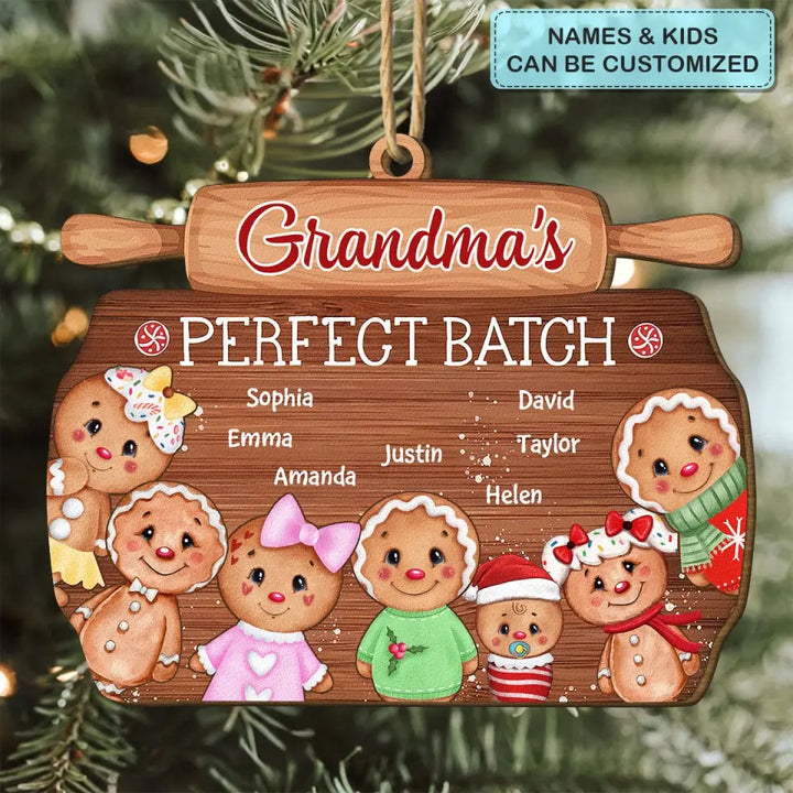 Grandma's Perfect Batch - Personalized Custom Wood Ornament - Christmas Gift For Grandma, Mom, Family Members