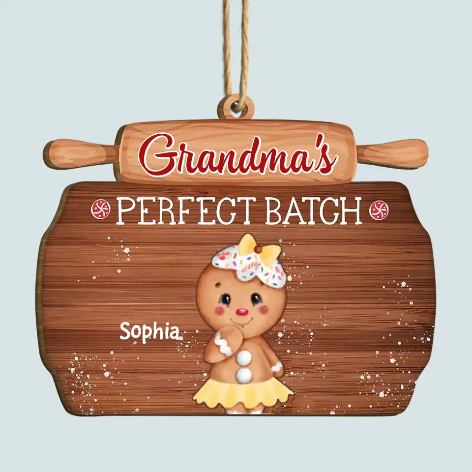 Grandma's Perfect Batch - Personalized Custom Wood Ornament - Christmas Gift For Grandma, Mom, Family Members