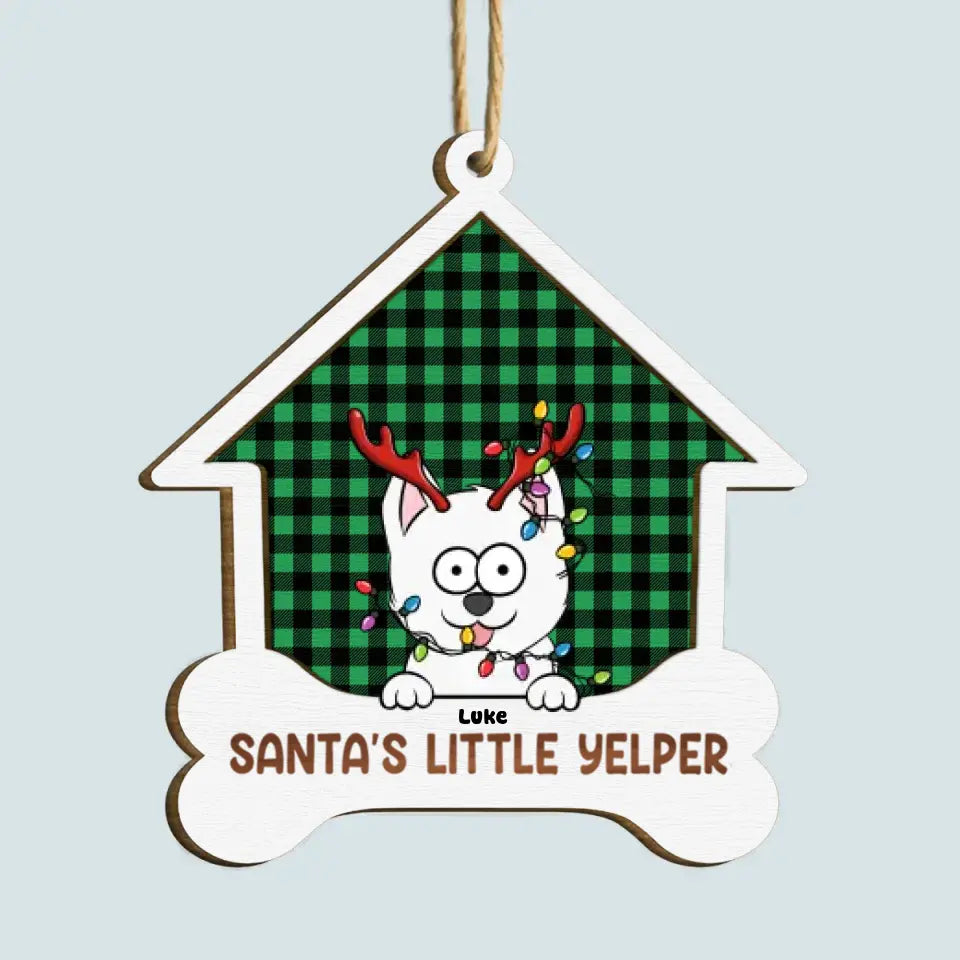 Santa's Little Yelper - Personalized Custom Wood Ornament - Christmas Gift For Dog Lover, Dog Mom, Dog Dad, Dog Owner