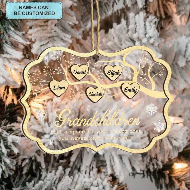 Grandchildren Fill A Space In Your Heart - Personalized Custom 2-Layer Mix Ornament - Christmas Gift For Grandma, Mom, Family Members