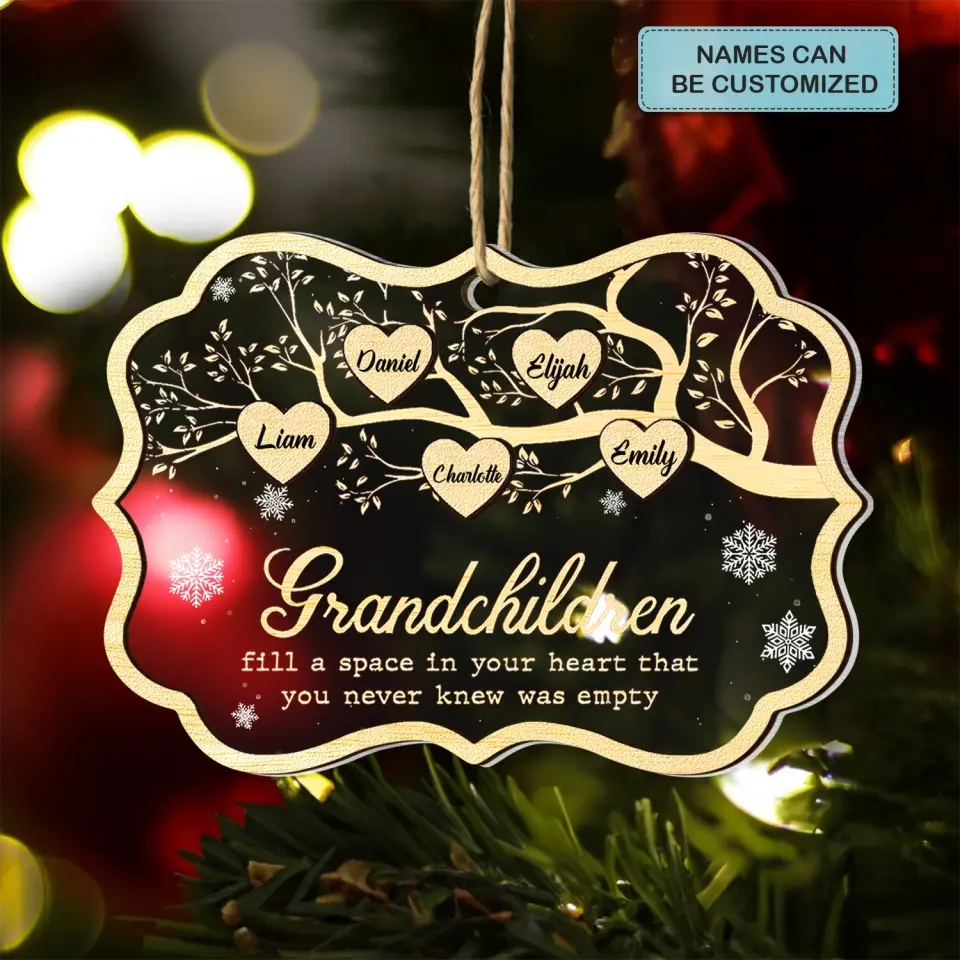 Grandchildren Fill A Space In Your Heart - Personalized Custom 2-Layer Mix Ornament - Christmas Gift For Grandma, Mom, Family Members