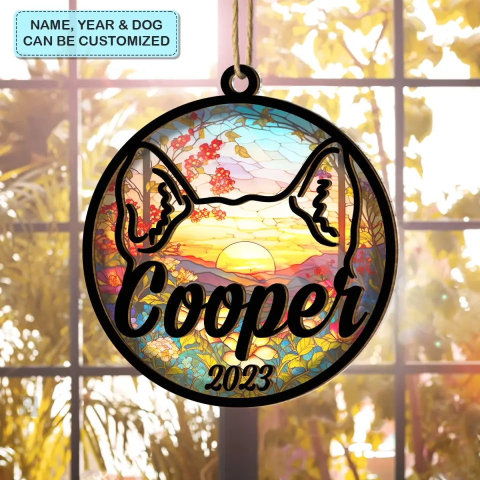 Forever In My Heart Dog Ear - Personalized Custom Suncatcher Layer Mix Ornament - Memorial Gift For Dog Lover, Dog Owner