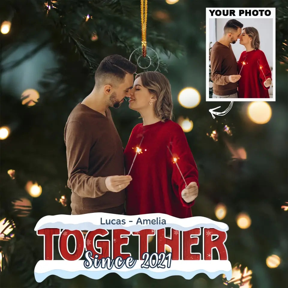 Together Since - Personalized Custom Photo Mica Ornament - Christmas Gift For Couple, Wife, Husband AGCHT003