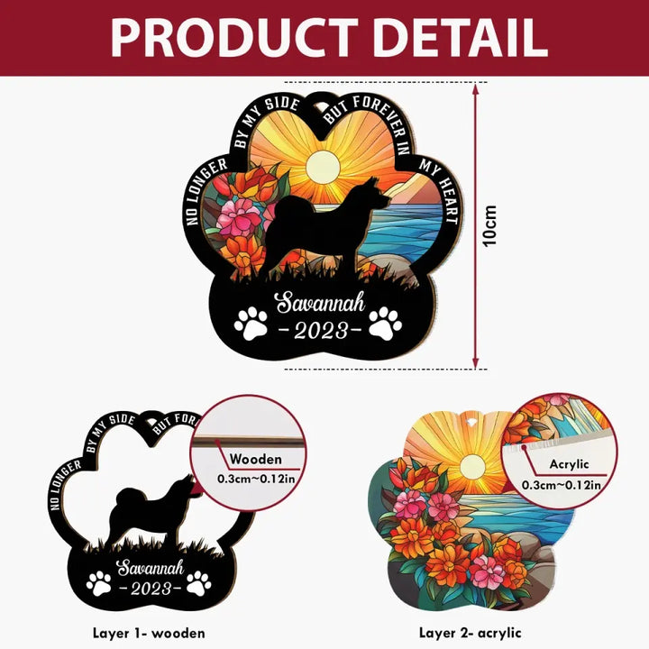 Dog Paw Memorial - Personalized Custom Suncatcher Layer Mix Ornament - Memorial Gift For Dog Lover, Dog Owner