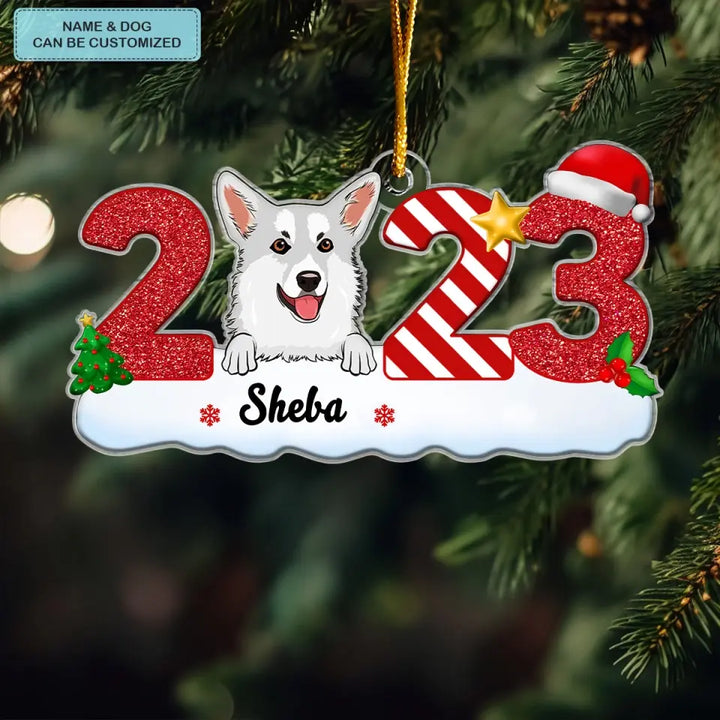 Dog 2023 Ornament - Personalized Custom Mica Ornament - Christmas Gift For Dog Lover, Dog Mom, Dog Dad, Dog Owner CLA0HT013