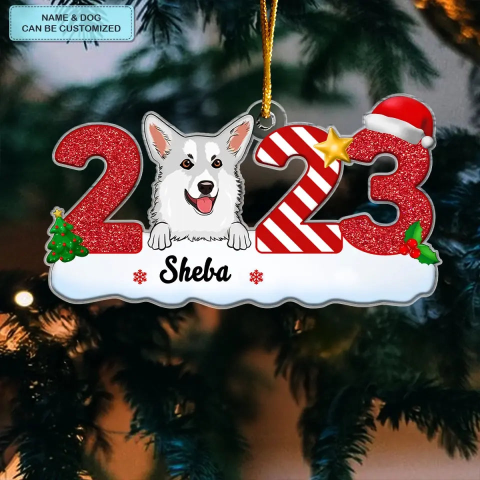 Dog 2023 Ornament - Personalized Custom Mica Ornament - Christmas Gift For Dog Lover, Dog Mom, Dog Dad, Dog Owner CLA0HT013
