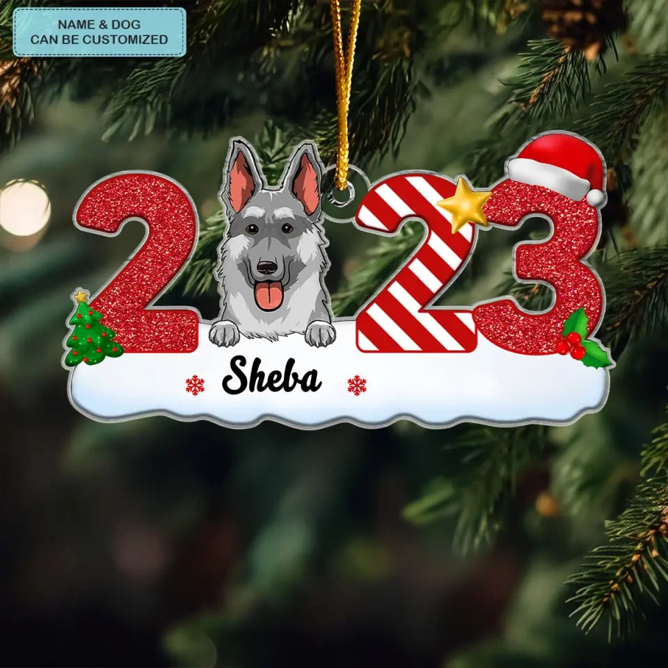 Dog 2023 Ornament - Personalized Custom Mica Ornament - Christmas Gift For Dog Lover, Dog Mom, Dog Dad, Dog Owner CLA0HT013