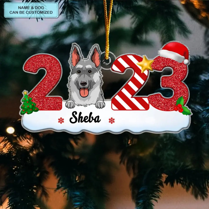 Dog 2023 Ornament - Personalized Custom Mica Ornament - Christmas Gift For Dog Lover, Dog Mom, Dog Dad, Dog Owner CLA0HT013