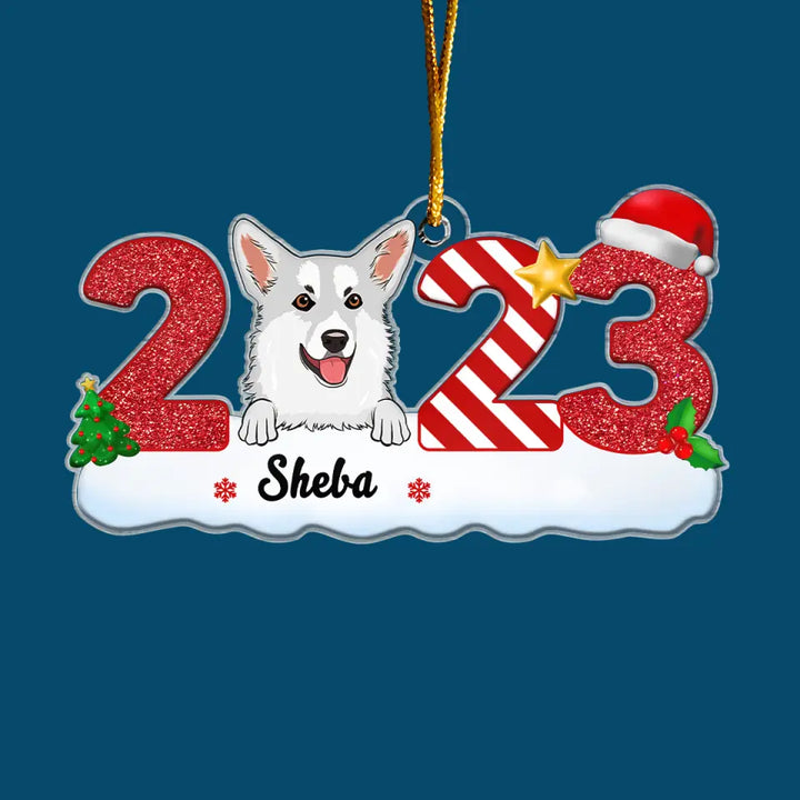 Dog 2023 Ornament - Personalized Custom Mica Ornament - Christmas Gift For Dog Lover, Dog Mom, Dog Dad, Dog Owner CLA0HT013