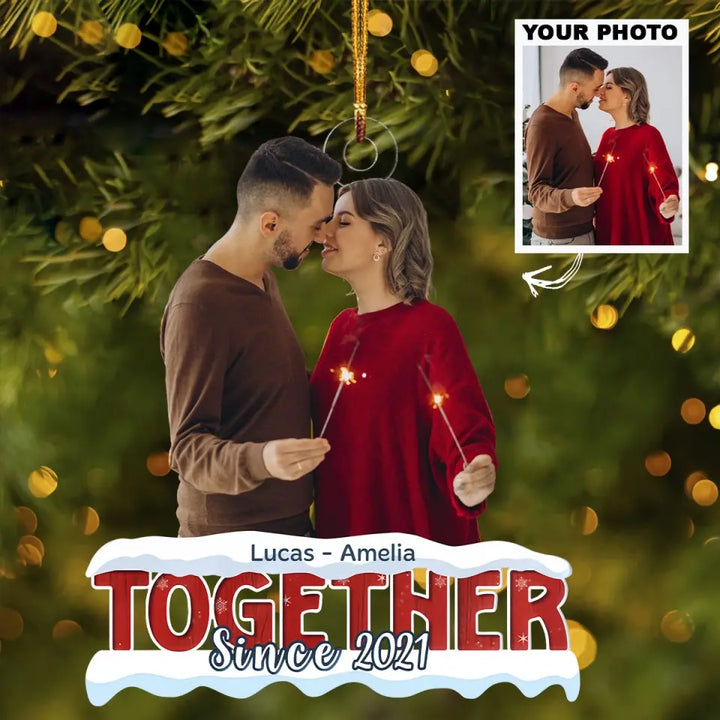 Together Since - Personalized Custom Photo Mica Ornament - Christmas Gift For Couple, Wife, Husband AGCHT003