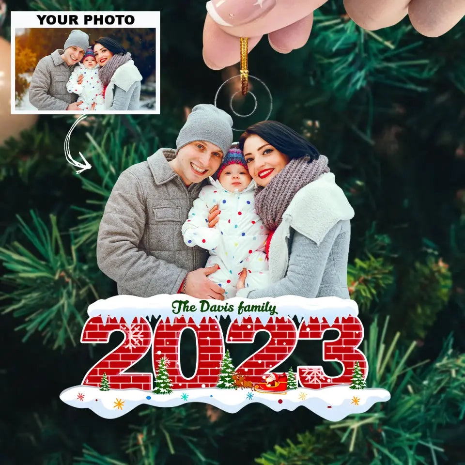 2023 Christmas - Personalized Custom Photo Mica Ornament - Christmas Gift For Family, Family Members AGCDM023