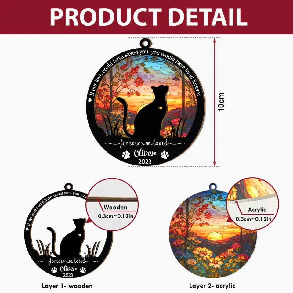 Forever Loved - Personalized Custom Suncatcher Layer Mix Ornament - Memorial Gift For Cat Lover, Cat Owner, Cat Mom, Cat Dad
