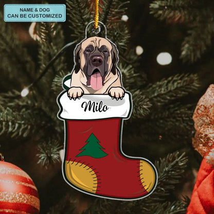 Dog Christmas Stocking - Personalized Custom Mica Ornament - Christmas Gift For Dog Lover, Dog Mom, Dog Dad, Dog Owner CLA0HT008