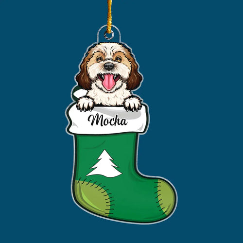 Dog Christmas Stocking - Personalized Custom Mica Ornament - Christmas Gift For Dog Lover, Dog Mom, Dog Dad, Dog Owner CLA0HT008