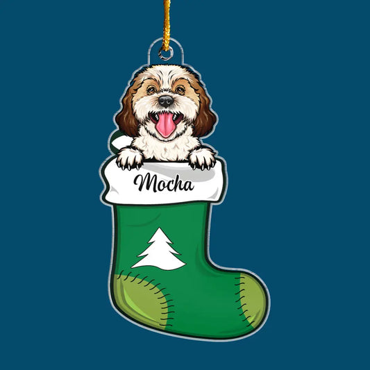 Dog Christmas Stocking - Personalized Custom Mica Ornament - Christmas Gift For Dog Lover, Dog Mom, Dog Dad, Dog Owner CLA0HT008
