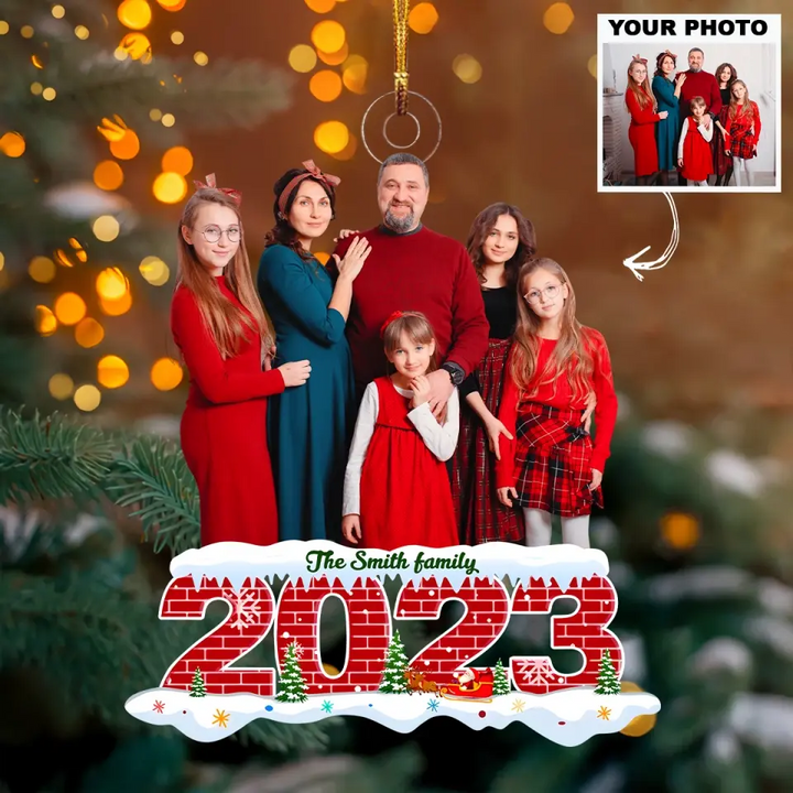 2023 Christmas - Personalized Custom Photo Mica Ornament - Christmas Gift For Family, Family Members AGCDM023