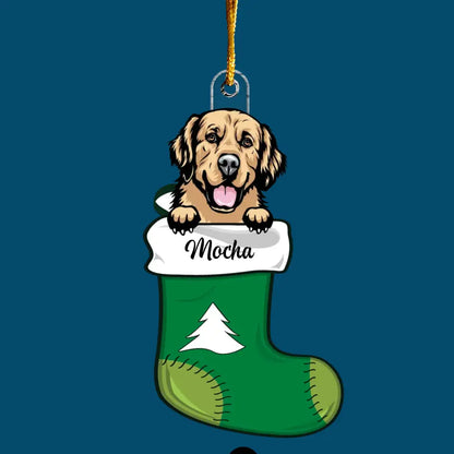 Dog Christmas Stocking - Personalized Custom Mica Ornament - Christmas Gift For Dog Lover, Dog Mom, Dog Dad, Dog Owner CLA0HT008
