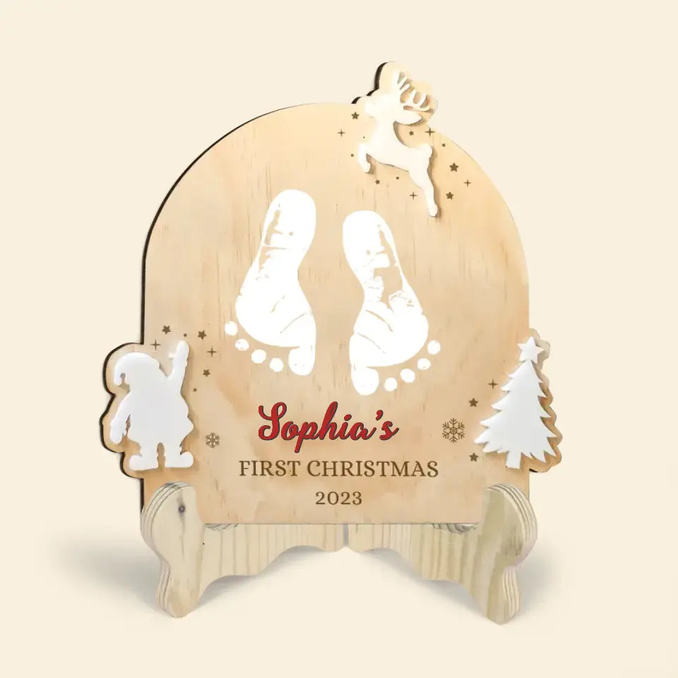 Babys 1st Christmas - Personalized Custom 1 Layer Wooden Sign - Christmas Gift For Family, Family Members