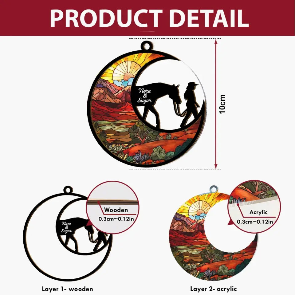 Horse Mom - Personalized Custom Suncatcher Layer Mix Ornament - Christmas Gift For Horse Lovers